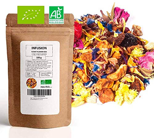 Infusion Bio Orange Sanguine Grenade - Funky Flower - 100g (40 tasses) - Thé en vrac 100% Agriculture Biologique - Mes-Thés
