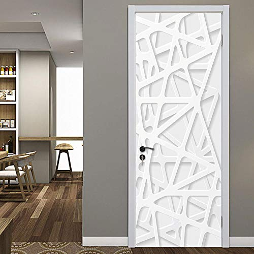 GSKBDQ Carta Parati Porta 90X200Cm Adesivi Per Porte 3D Semplice Geometrico Bianco Murales Da Parete Soggiorno Bambini Bagno Ufficio Adesivo Da Parete Fotomurali Pvc Autoadesivo Poster Wallpaper