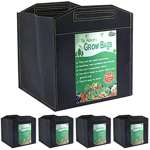 Growerz GrowPotz Pflanzbeutel, quadratisch, 20 l, 5 Stück