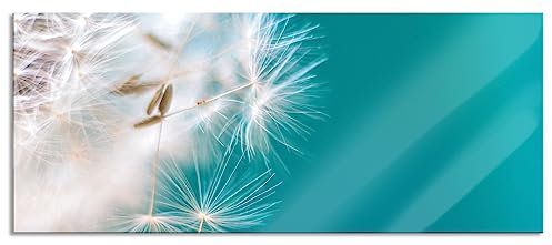 Pixxprint Glasbild Panorama, Wandbild aus Echtglas, Wunderschöne Pusteblume, 120x50 cm, inkl. Aufhängung und Abstandshalter