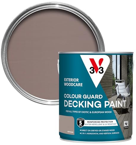 V33 Colour Guard Decking Paint, Light Silver, 2.5L | 5-year guarantee, No undercoat required, Ultra durable, Anti-slip protection, Opaque finish