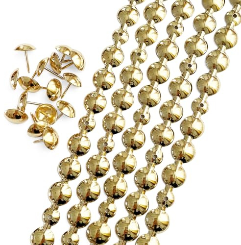 Let's Decorate Bandes de clous de tapissier de 5 mètres dorées, bandes de clous décoratives pour canapé, rubans adhésifs, clous pour chaises de jardin d'intérieur, clous lâches assortis (16 mm doré)