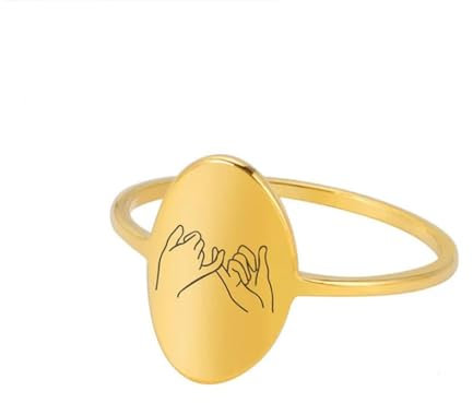 Pinky schwören Versprechen Hand Geste Ring Edelstahl Frauen Oval Finger Ringe Mode Schmuck Geburtstagsgeschenk für Freunde