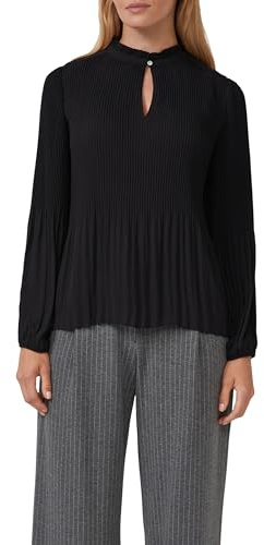 s.Oliver Blusa Pieghettata in Crepe con Colletto Alto, 9999_Nero, 52
