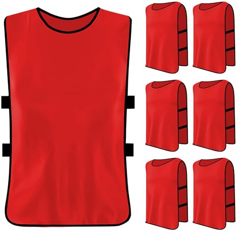 Catime 6 Stück Fußball Leibchen Set, Trainingsleibchen Basketball, Sports Mesh Bibs, Leibchen Mesh Weste, Sport Trikot Leibche für Erwachsene, Trainingsleibchen für Herren Damen