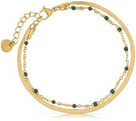 Made by Nami Dubbla lager av läckert guldarmband - Armband med guldkedja - Minimalistiskt armband för kvinnor - Justerbart kedjelänkarmband (20 cm + 5 cm kedjeförlängning)