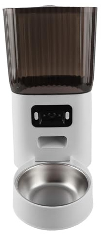 Automatic Cat Food Dispenser, Automatic Cat Feeder, 5L Timed Auto Cat Dog Feeders, with Stainless Steel Bowl, Pet Dry Food Dispenser, for Cats Small Dogs (Single Bowl with Camera)