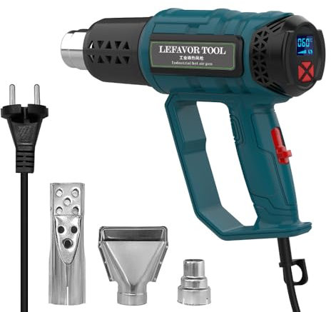 Decaper térmico profesional 2000 W, pistola de aire caliente 50 ℃ ~ 650 ℃ control de temperatura sin cojinetes, 2 caudal de aire, protección de sobrecarga, mango ergonómico (1 unidad+3 boquillas