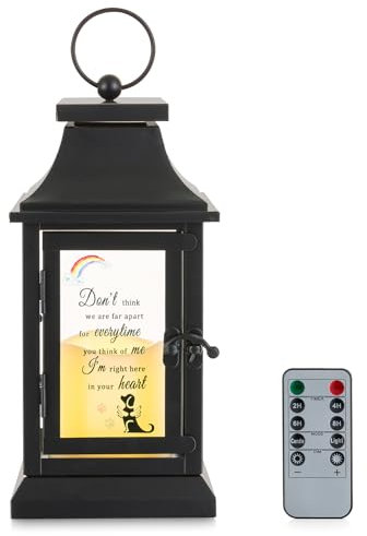 Memorial Lantern Loss of Dog Sympathy Gifts - Romadedi Pet in Memory Gift for Dogs Remembrance Funeral Passing Away with LED Candle Personalized Black Metal Lanterns
