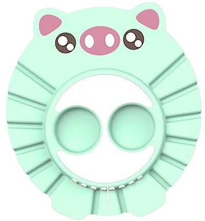 SHOWERORO 2stücke Duschhaube Mit Verstellbarer Schnalle Cartoon Schweineohren-design Schutz Vor Wasser Und Shampoo Für Augen Und Ohren Beim Duschen Oder Haarewaschen Leicht Und Anpassbar