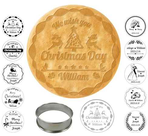 2024 Tampon à Biscuits à Biscuits Personnalisé sur le Thème de Noël avec Texte du Nom, Moules à Emporte Pièces de Noël Personnalisés, Cadeau pour les Boulangers/Amateurs de Pâtisserie