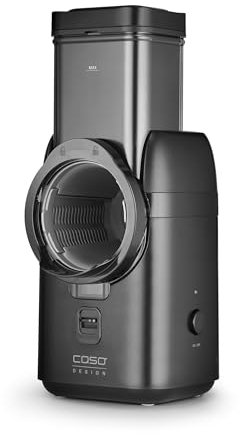 CASO MultiSlicer, 5 en 1 multirallador eléctrico, rallador y rallador de frutas, verduras, queso y más, 5 insertos, parada de seguridad, manejo con un solo toque, compacto y potente, 80 W