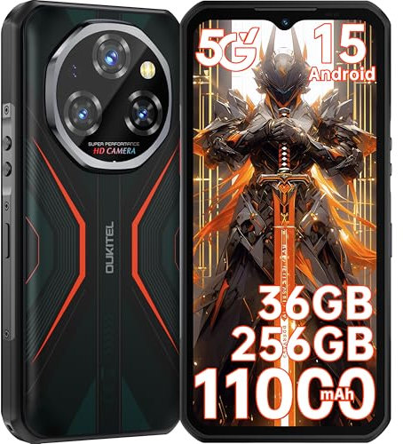OUKITEL WP55 Móvil Rugerizado 5G Móvil Irrompible Moviles Indestructible Android 15 Movil Resistente 36GB+256GB(TF 2TB) 6.6 FHD+ Movil Todoterreno Cámara 108MP+32MP 11000mAh Dual SIM/NFC/GPS/Face ID