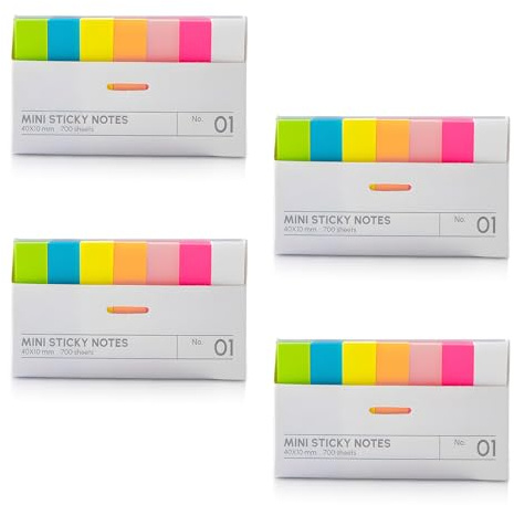 DBAILY självhäftande remsor, 2 800 stycken post it, 41 x 11 mm klibbiga anteckningar, 7 färger självhäftande lappar, klisterlappar, färgade anteckningsblock studier måste för skolmaterial, kontor, hem