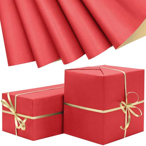 Red Wrapping Paper 50 * 70cm,5Pcs Red Kraft Wrapping Paper for Wedding Christmas Valentine's day Birthday Gift Decoration