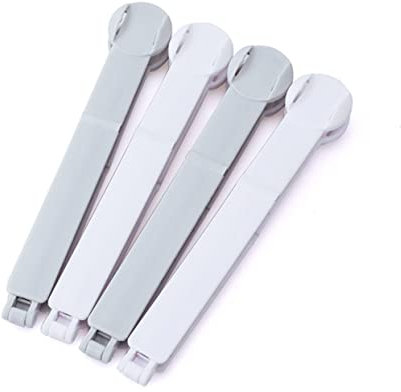 KICHOUSE 5pcs Plastic Food Bag Clips Snacks Sealing Clip Fresh-Keeping Clamp Sealer for Kitchen Home Dormitory Grey