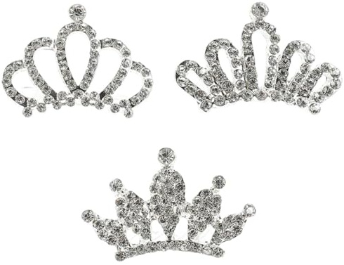 VALICLUD Coroncine per Chioma Bambina 3 Pezzi con Pietre Decorative in Lega Skin-friendly e Design Elegante per Feste di Compleanno e Matrimoni Stili multipli