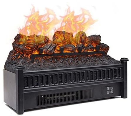 Camino decorativo Camino elettrico con inserti in legno, stufa fiamma realistica, set di legna nera decorativa, telecomando