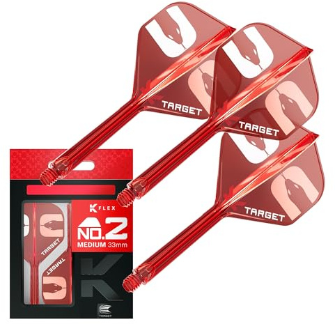 Target Darts Nathan Aspinall “ASP” K-Flex Flight & Shaft System, Red | No.2/No.6 Kflex – Short (19mm), Intermediate (26mm), and Medium (33mm) All-in-One K Flex Flights und Shafts
