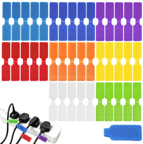 AOOTE Etiquetas para Cables,40pcs Etiquetas Reutilizables Multicolores | 8 colores etiquetas de cable para Identificar e Gestión Cable Eléctrico,para Grandes, Hilos, Versátiles