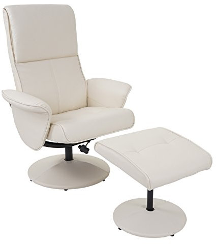 Mendler Relaxsessel Helsinki, Fernsehsessel Relaxliege TV-Sessel mit Hocker - Kunstleder, Creme
