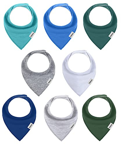 Yafane Babero triangular para bebé, 8 unidades, de algodón, absorbente, suave, para bebés, niños pequeños (niño)