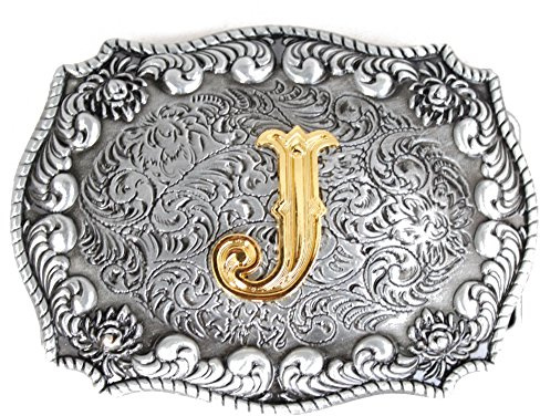 Bältesspänne för män, engelsk bokstav i 3D, västerländsk stil, cowboyalfabet, initialer, bältesspännen för män, J, En Storlek