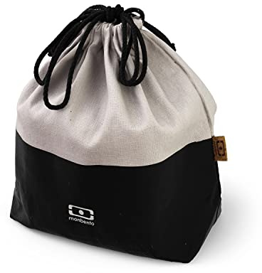 monbento - Lunch Tasche MB Pochette L Onyx - Polyester und Baumwolle Gross Bento Tasche - für Büro/Meal Prep/Schule - Kann eine Bento Box + Flasche + Besteck-Set Enthalten - Schwarz