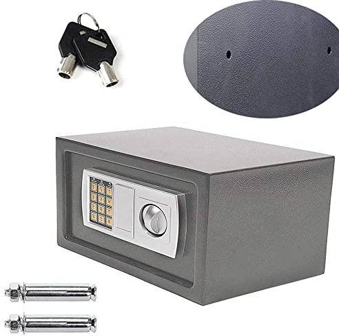8.5L Passwortschlüssel Diebstahlsicherer Safe Wandmontierter Digitaler Elektronischer Sicherheitstresor, Stahl Sicherheitskasse Geldsafe Elektronische Sicherheit für Home Office, Grau