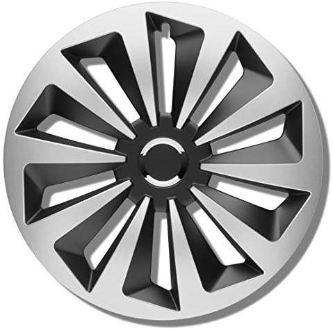 Kuglo The Rock Radkappen 14 Zoll Schwarz/Silber matt, 4er-Set | Schlagfester, witterungsbeständiger Kunststoff mit Metallspannring und werkzeugloser Clip-Montage