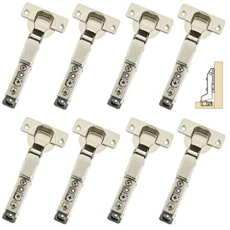 GEFONG 95 Grad Innenanschlag Soft Close Universelles Scharniere 35mm mit Stoßdämpfer Dämpfung Stummes Scharnier für Garderobe Kleiderschrank Tür Küchenschranktür Packung mit 8 Stück
