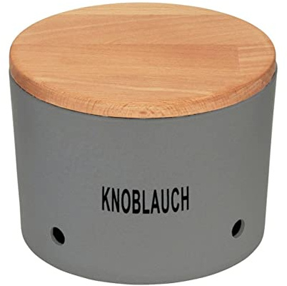 LS-LebenStil Nature-Design Knoblauchtopf 16x12cm Grau Made in Germany Aufbewahrungsbox Vorratsdose