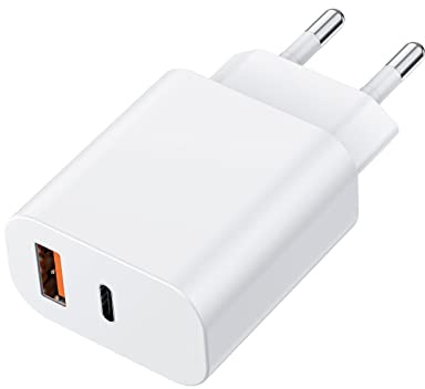20W USB C Ladegerät 2 Port USB C Netzteil Stecker Kompatibel mit i Phone 14 13 12 11 Pro Max SE 2020 XS XR X 8 7 6 Plus/iPad/Samsung/USB A und C Dual Port QC3.0 Schnellladegerät