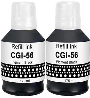 Molabel Lot de 2 Flacons GI-56BK Noirs Compatibles Avec Canon MAXIFY GX7050 | Encre Noire de Recharge Compatible avec Canon MAXIFY GX6050 GX5050 GX4050 GX3050 pour Impression Maison et Bureau