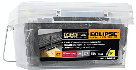 Deck Plus Eclipse Lot de 360 vis à bois cachées pour terrasse en acier inoxydable Noir