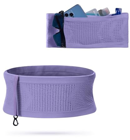 Viilich Sac Running multifonctionnels,Ceinture Course a Pied en Tricot Respirants,universel Ceinture Sport de course avec grande capacité,convient pour la course,le cyclisme,Randonnée,Lilas,S