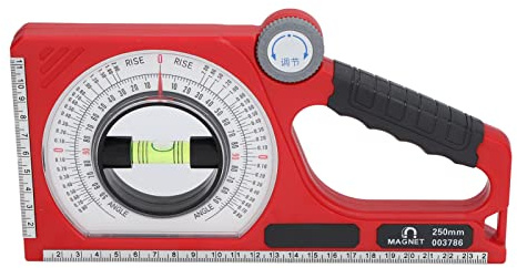 Engineering Inclinometer, Portable Universal Slope Measuring Ruler Multifunction Angle Meter Gauge, Dual Scale Rotary Pitch Finder with Level Vial for Household Industrial Use