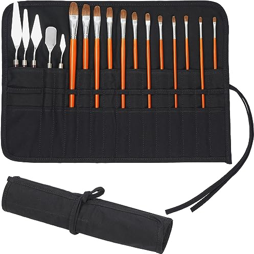 ECHSRT Paint Brush Holder Roll Up Paint Brush Case Storage for Artist Acrylic Oil Watercolor, 30 Slots, Black