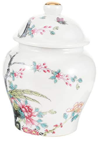 YARNOW Sucrier Avec Couvercle Céramique Pot De Rangement Pour Thé Et Café Boîte à Thé Décorative Avec Motif Floral Et Oiseau