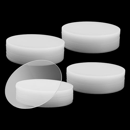 LEXININ 60 PCS 4 Inch/ 10cm Round Acrylic Circles Sheet, 2mm Thick Clear Round Acrylic Discs Panels for Painting DIY Projects