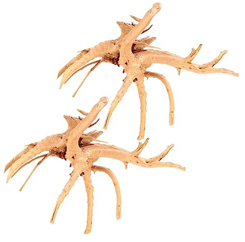 Amosfun 2pcs Rhododendron Root Driftwood Aquarium Decor Small Driftwood Craft Ornament Natural Fish Tank Decoration Reptile Tank Tree Roots Desk Topper 25-30CM Random Shape