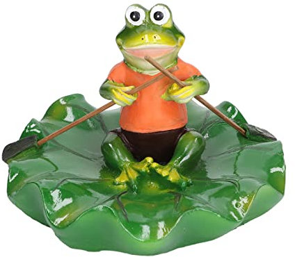 Grenouille flottante à feuilles d'eau, Figurine de grenouille, Statue de jardin, Décoration extérieure Grenouille avec plante pour bassin à poissons, Fontaine, Décor de paysage, Décor de jardin