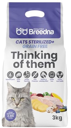 BREEDNA - Cats STERILIZED +3kg | Pienso Hipoalergénico para Gatos con Pollo y Pato| para Gatos Esterilizados Adultos y con Tendencia a la Obesidad | Comida Gatos Rica en Omega 3 y Antioxidantes