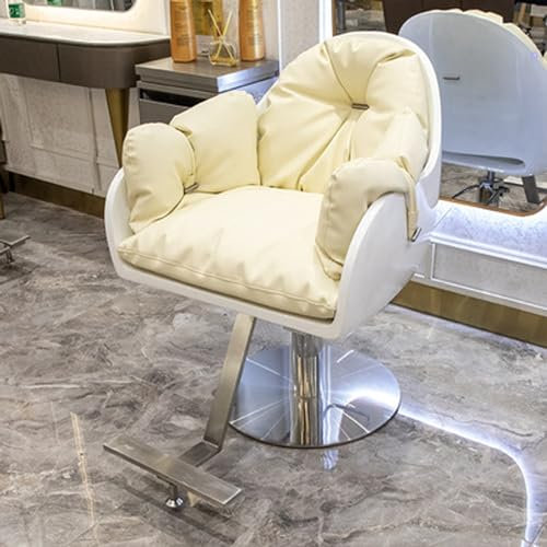 aweiyouxiang 360° drehbarer Friseurstuhl, Friseurstuhl mit Hydraulikeinheit, PU-Leder-Salon-Vanity-Spa-Massage-Bürohockerstuhl, abnehmbares Sitzkissen, wasserdicht und leicht zu reinigen,Weiß