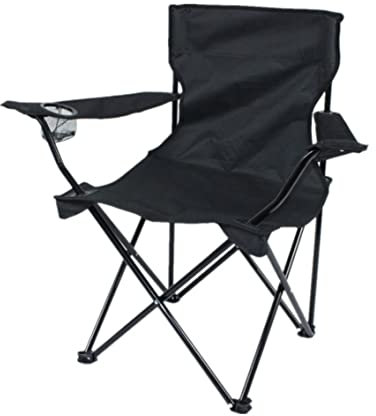MOBAAK Campingstuhl Klappstuhl Strandstuhl Lazy Lounge Chair Campingausrüstung Klappbarer Angelsitzhocker Mit Armlehnen Und Getränkehalter Strandstuhl Camping Stuhl (Color : Black)