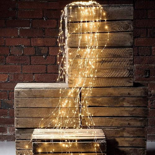 Swsdee Guirnaldas Luces Exterior Solar,Lámpara Solar Cascada,Cadena De Luces Exterior, Decoración De Jardín,Cadena De Luces Para Jardín,Cadena De Luz,Para Jardines Fiestas Bodas Patio