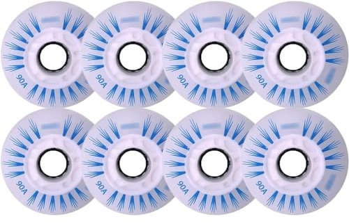 NBTRXWAFR Inline-Skate-Rollen 90A, LED-Leuchtrollen, Rollschuh-Rollen Flash-Inline-Skates-Ersatzrollen (8Er-Pack),Blau,68mm