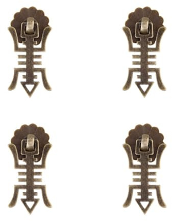 Tiazza 4Pcs Chinese Style Vintage Furniture Drawer Windows Brass Pulls Handle Jewelry Box Wardrobe Door Small Handle