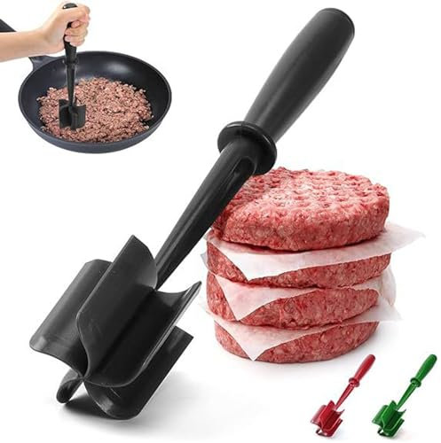 Meat Chopper,Ground Beef Masher With 5-Blade Head,Stampfer Und Zerkleinerer Hitzebeständiger Kartoffelstampfer Multifunktionales Chicken Shredder Für Stirring Hackfleisch (Black, 28cm*6cm*5.5cm)