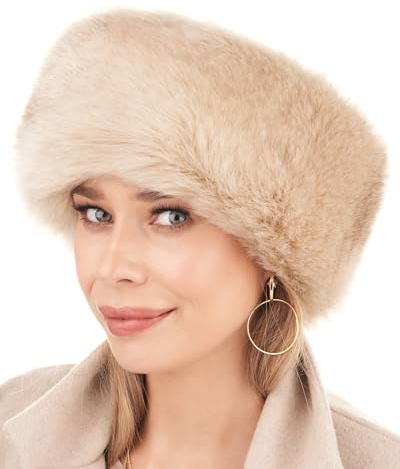 Futrzane Siberian Stirnband - Pelz Stirnband Damen - Winter Ohrenwärmer Fell - Größe S (Gold Siberian)